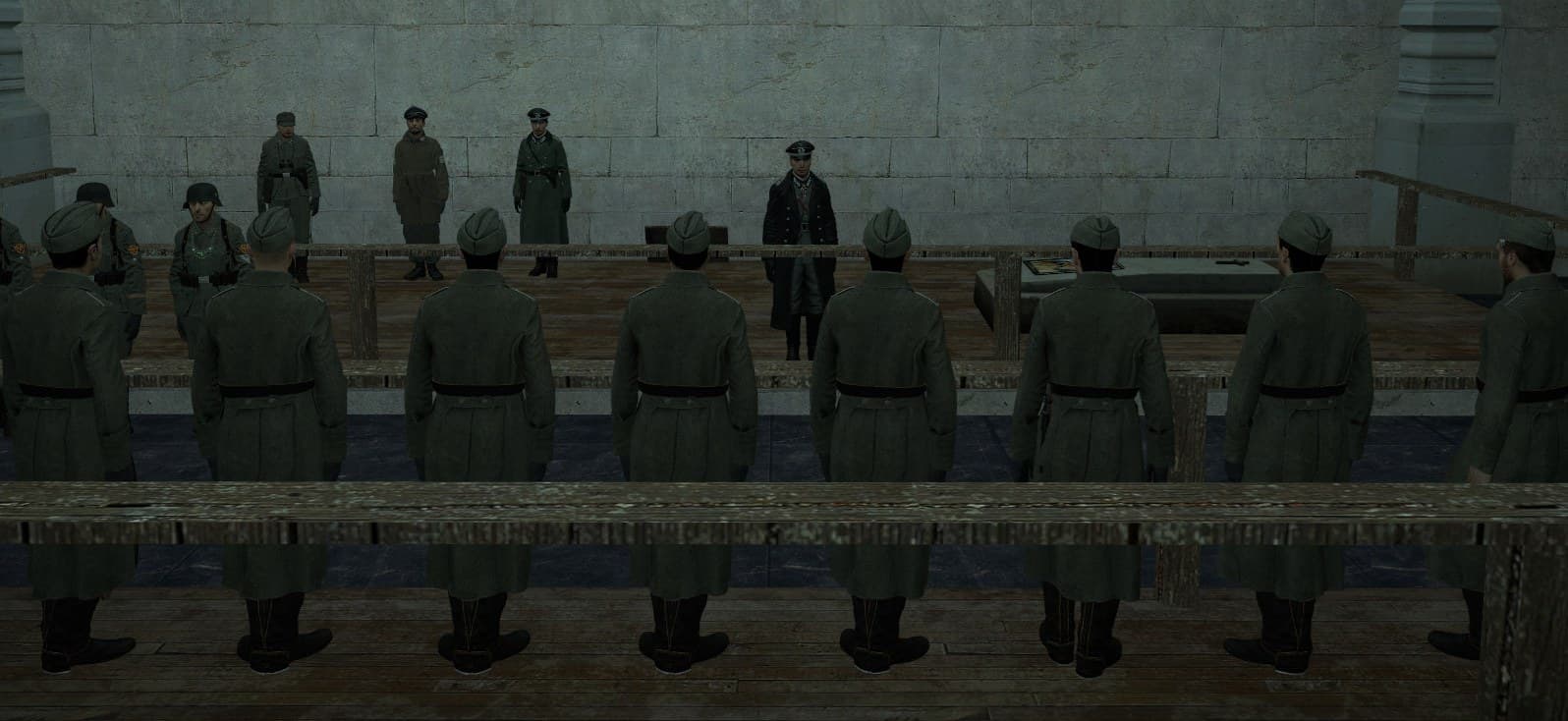 Wehrmacht askerleri salonda